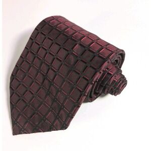 Esuvio Napoli 100% Silk Men's Red‎ Geometric Necktie Hand Made Italian Fabric
